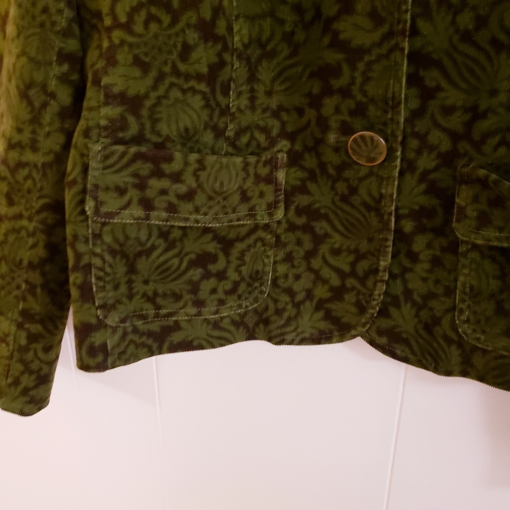Talbots Women Jacket Size 6 Green Brown Soft Velvet Corduroy Cotton Spandex Blnd - Picture 8 of 12
